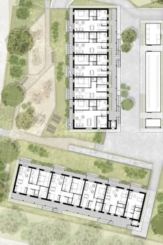 an aerial view of the ground plan for a building with multiple floors and lots of windows