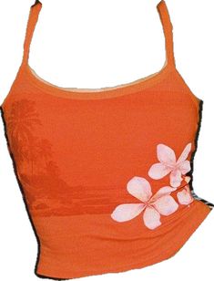 Printed Fitted Cotton Tank Top, Printed Stretch Cotton Tank Top, Stretch Cotton Printed Tank Top, Casual Orange Seamless Tops, Seamless Cotton Tank Top For The Beach, Summer Scoop Neck Crop Top, Orange Stretch Crop Top, Stretch Orange Cropped Top, Summer Scoop Neck Crop Top Bra Friendly