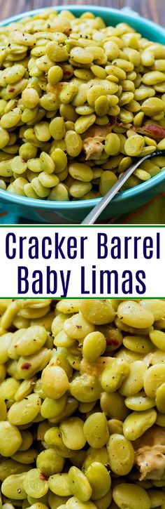 cracker barrel baby limas in a blue bowl