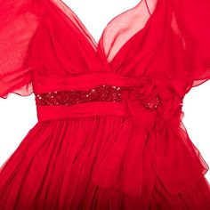 ELIE SAAB Evening Gown in Red Chiffon Size 38EU 8 Red Chiffon, Red Sequin, Elie Saab, Evening Gown, Evening Dress, Evening Gowns, Cocktail Dress, Chiffon, Mini Dress