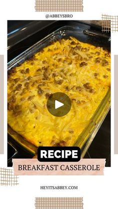 the recipe for breakfast casserole is shown in this video, which shows how to make it