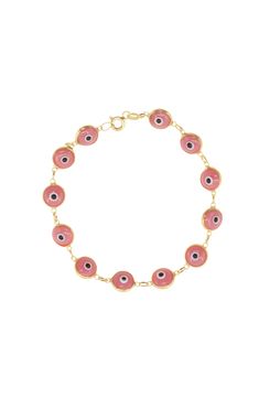 For the sunny spirit who always finds a way to see the world through rose-colored glasses, our Pink Glass Bead Evil Eye Bracelet was made to be a guardian of your rare and brilliant light. This strand of rosy glass bead evil eye beads draws attention without distracting from other elements of your ensemble, all while adding to your natural glow. A perfect companion for pastel looks and desert-inspired palettes. 14k gold plated silver setting .3” bead width 6”- 7.25" Adjustable in length Pink Eye Wallpaper, Evil Bracelet, Evil Eye Bracelet Silver, Bead Evil Eye, Pink Evil Eye, Evil Eye Beads, Rose Colored Glasses, Eye Beads, Crystal Choker