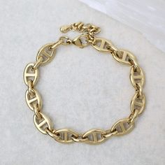 BRC-S.STL Mariner Chain Bracelet in Gold Plated Stainless Steel Trendy Stainless Steel Tarnish-resistant Chain Bracelet, Trendy Hypoallergenic Yellow Gold Bracelet, Trendy Stainless Steel Chain Bracelet With Gold Chain, Trendy Stainless Steel Gold Chain Bracelet, Trendy Hypoallergenic Gold-plated Bracelet, Trendy Stainless Steel Gold Bracelet With Adjustable Chain, Everyday Stainless Steel Bracelets With Gold Chain, Everyday Stainless Steel Bracelet With Gold Chain, Casual Gold Jewelry With Adjustable Chain