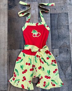 CherrY Print Girl Outfit Cute Cotton Summer Jumpsuits And Rompers, Cute Short Sleeve Summer Jumpsuits And Rompers, Playful Fitted Cotton Jumpsuit, Sweet Bubble Romper For Summer Playwear, Cute Red Cotton Jumpsuit/romper, Cute Red Cotton Jumpsuit And Rompers, Red Bubble Romper For Summer Playwear, Summer Red Bubble Romper For Playwear, Red Bubble Romper For Summer Beach