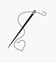 a black and white drawing of a pair of scissors with a heart on the side