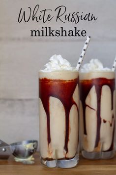 two glasses filled with white russian milkshake