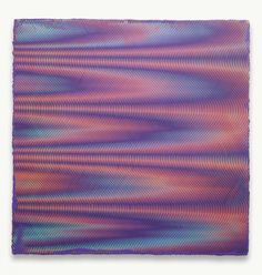 an abstract painting with blue, pink and purple colors on it's surface is shown