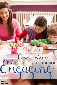 two children and an adult sitting at a table with pencils in front of them