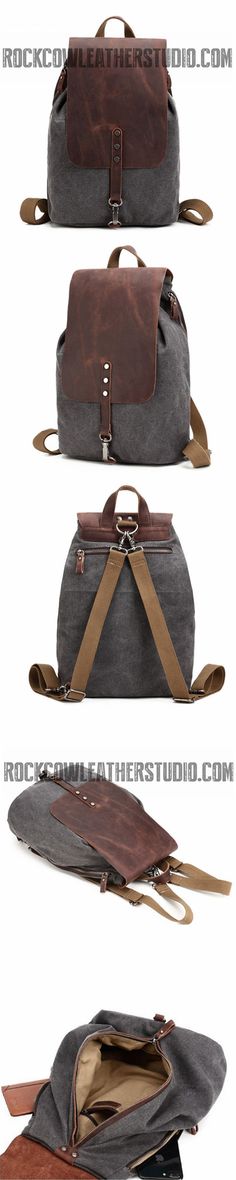 Canvas and Leather Backpack, Casual College Backpack, Vintage Travel Bag FX887 Mens Style Guide, Fashion Vintage