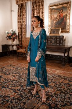 Pakistani and Indian desi dress in New York, USA online. Perfect for desi weddings or gatherings. Desi Dress, Fashion Design Dress, Desi Wedding, Matching Pants, 3 Piece Suits, Shirt And Pants, 30 Minutes, 3 Piece, Desi