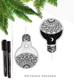 an illustration of two lightbulbs with the words priyanka praksh on them