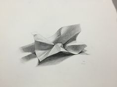 a pencil drawing of an origami paper boat