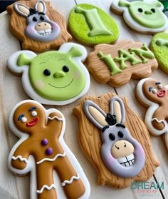 some decorated cookies are on a table