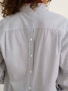 Double-Button Shirt in Skinny Stripe – Alex Mill White Outfits, Size Clothing, White Black, White And Black, Floral Print, Blue And White