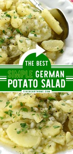 Swabian Kartoffelsalat ~ Simple German Potato Salad Helmand Potato Salad, Best German Potato Salad, German Potatoe Salad Recipe, German Potatoes Salad, German Potato Salad No Bacon, Types Of Potato Salad, German Potato Salad With Cucumbers, Croatian Potato Salad, Potato Salad No Mayo German