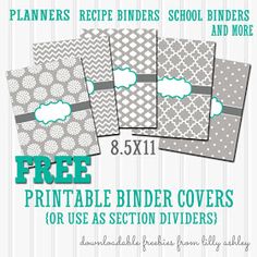 the printable binder covers are available for use as section dividers or book ends