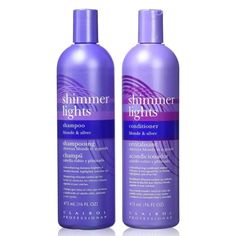 Clairol Shimmer Lights Shampoo & Conditioner 16 oz Duo This Clairol Shimmer Lights Shampoo & Conditioner Duo is specially formulated to enhance and maintain the vibrancy of blonde, highlighted, and silver hair. Here are the key features and benefits: 1. Shimmer Lights Shampoo (16 oz): Color Enhancing: Brightens and refreshes blonde, highlighted, and silver hair. Formula: Specially designed to reduce brassiness and eliminate yellow tones. Effective: Restores and enhances the beauty of blonde and Silver Hair Formula, Shimmer Lights Shampoo, Hair Formula, Silver Shampoo, Silver Blonde, Shimmer Lights, Natural Blondes, Yellow Tones, Shampoo Conditioner