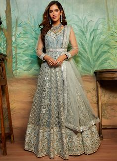 Net Anarkali, Floor Length Anarkali, Party Sarees