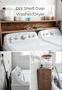 the diy shelf over washer / dryer is easy to make and looks great