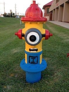 a fire hydrant painted to look like a cartoon character