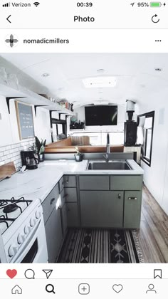 the instagram page shows an image of a kitchen and living room in a mobile home