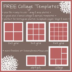 the free collage templates for photoshopped with flowers and snowflakes