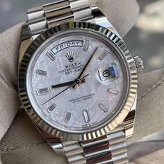 Rolex Meteorite Dial, Rolex Meteorite, Pinterest Ideas, Gold Watch Men, Rolex Models, Authentic Watches, White Gold Bracelet, Watch For Men, Rolex Day Date