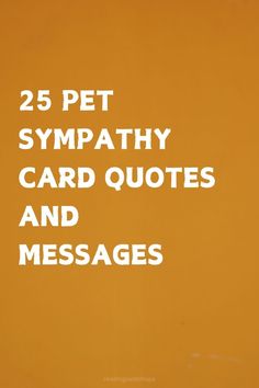 the words 25 pet sympathy card quotes and messages are in white on an orange background