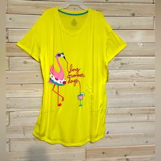 Adorable Tee, Brand New With Tags Approximate Measurements: Armpit To Armpit: 25" Total Length: 35" Yellow T-shirt For Summer Loungewear, Yellow Summer T-shirt For Loungewear, Yellow Summer Tops For Loungewear, Tops & Tees, Womens Tops, Brand New, Tags, Yellow, Women Shopping