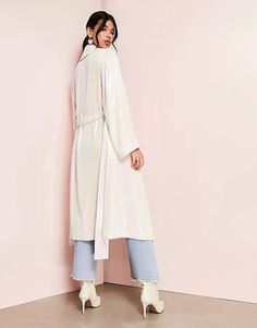 ASOS LUXE wrap trench coat in white sequin | ASOS Sequined Long Sleeve Outerwear For Spring, Long Sleeve Sequin Outerwear For Spring, Winter Sequined Outerwear, Belted Long Coat For Party, Oversized Long Sleeve Party Outerwear, Chic Oversized Outerwear For Parties, White Sequined Long Sleeve Outerwear, Belted Long Sleeve Outerwear For Party, Belted Long Sleeve Party Outerwear