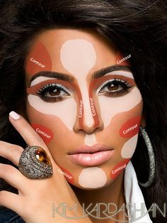 Where to highlight & contour your face. Kardashian Makeup, Best Contouring Products, Contouring Makeup, Mekap Mata, Photoshoot Makeup, Beauty Make-up, The Beauty Department, Kevyn Aucoin