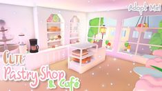 the cute pastry shop and cafe is decorated in pink