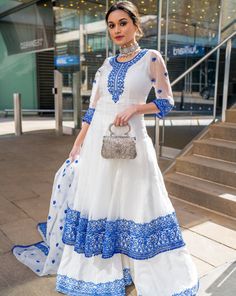 Sharara Outfits, White Sharara, Blue Sharara, Desi Dress, Add Sleeves, Georgette Tops, Beautiful Suit, Sequence Work, Sharara Set