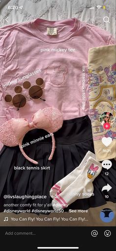 Pink Disney Outfit, Disney Parks Outfits, Disney 2023, Black Tennis Skirt, Disney World Outfits, Florida Trip, Disney Dreams, Pink Minnie, Outfit Pink