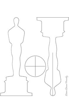 an outline of a statue with a cross on the top and another figure behind it