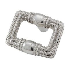 a silver ring with two balls on it's sides and a chain around the edges