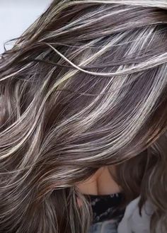 Highs And Lows Hair Highlights, Brown Hair With Silver Highlights, Highlight Hair, Color Highlights, Silver Highlights, Hair Idea, Hot Hair Styles, Hair Color Highlights, Grey Hair Color