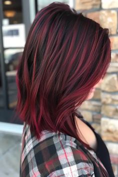 Red Balayage Straight Hair, Highlights Ideas For Black Hair, Black Hair With Red Highlights, Burgundy Balayage, Black Pixie Cut, Balayage Straight Hair, Burgundy Highlights, Ideas For Black Hair, Black Red Hair