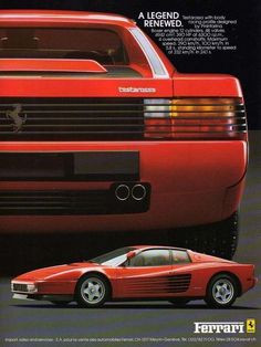 an advertisement for the ferrari sports car