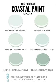 the perfect coastal paint colors for every room in your home, including white and green