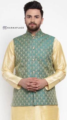 Men's green Silk Woven Nehru Jacket Jodhpuri Suit For Men, Jodhpuri Suits For Men, Nehru Jacket For Men, Indian Jackets, Jodhpuri Suit, Suit For Men, Nehru Jacket, Nehru Jackets, Self Design