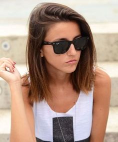 Brushed-Over+Blunt+Bob+Haircut Longbob Hair, Balayage Blonde, Ray Ban Wayfarer, Back To School Hairstyles, Long Bob