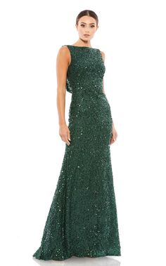 Mac Duggal 26331 Emerald Sheath Gown, Trumpet Gown, Unique Prom Dresses, Designer Prom Dresses, Prom Designs, Evening Gowns Elegant, Sequin Gown, Mac Duggal, Boat Neckline