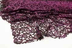 Abstract metallic embroidered guipure lace. Guipure Lace Fabric, Purple Lace Fabric, Purple Lace Embroidered Fabric, Black Lace Fabric Texture, Luxury Purple Lace Sequin Fabric, Black Laces, Lace, Black