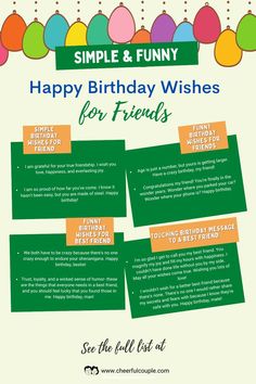 Few Examples of Funny & Simple Happy Birthday Wishes for Friends Wishes For Friends Birthday, Happy Birthday Wishes For Friends, Crazy Birthday Wishes, Simple Happy Birthday Wishes, Simple Happy Birthday, Birthday Wishes For Best Friend, Crazy Birthday, Best Happy Birthday Wishes