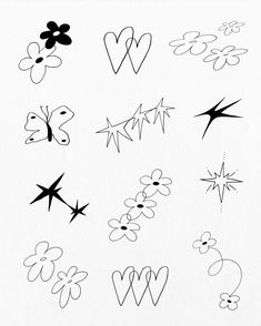 some black and white drawings with different shapes