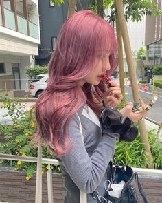 Dark Rose Pink Hair, Dark Pastel Pink Hair, Cherry Blossom Pink Hair, Rose Gold Hair Asian, Cool Toned Pink Hair, Asian Pink Hair, Ashy Pink Hair, Cherry Pink Hair, Brown Pink Hair