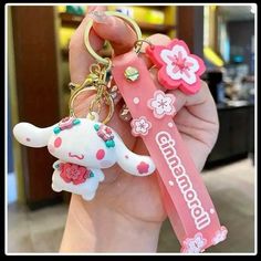 Perfect For Clipping Onto Purses, Backpacks, School Bags, Keys, Etc. Mascot Size: 2.5” (L) X 2” (W) Wristband Length: 4.5” Soft Leather Backpack, Caps And Hats, Hello Kitty Keychain, Kuromi My Melody, Small Cosmetic Bags, Cosplay Accessories, Sakura Cherry Blossom, Backpack Charm, Christmas Gifts For Girls