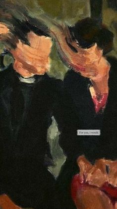 a painting of two people sitting next to each other