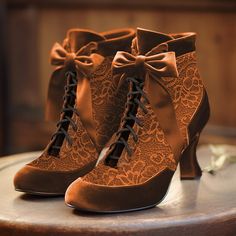 Women's Boots Plus Size Heel Boots Party Outdoor Valentine's Day Booties Ankle Boots Kitten Heel Round Toe Elegant Vintage Fashion Lace Suede Lace-up Black Red Brown 2024 - $42.99 Boots With Ribbon, Victorian Green, Boots Plus Size, Lace Ankle Boots, Costume Parties, Party Outdoor, Booties Ankle Boots, Boots Style, Themed Events